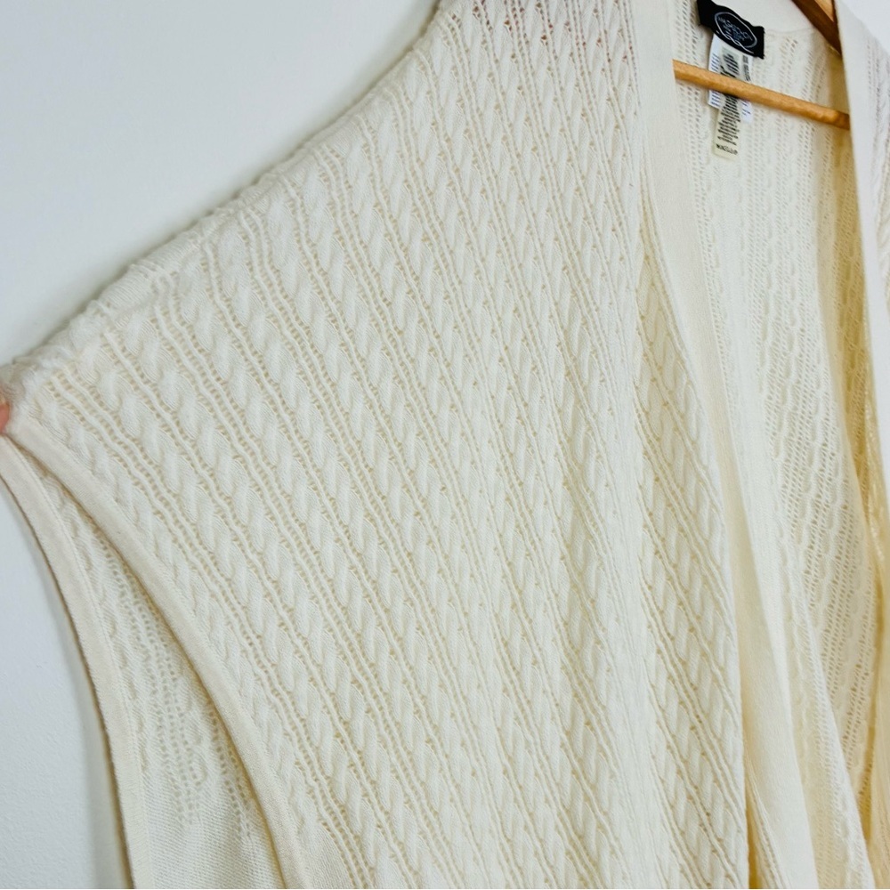 Magaschoni 100% cashmere cream colored semi sheer cable knit poncho. One size. - Picture 5 of 8